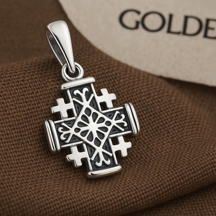 KRZYŻ SREBRNY 925 JEROZOLIMSKI SREBRO PRÓBA 925