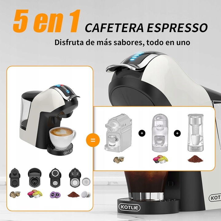 KAPSUŁKOWY EKSPRES DO KAWY KOTLIE EM-308A 1400W BIAŁY