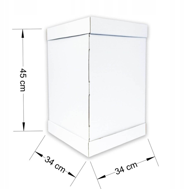 Karton pudełko na wysoki tort pietrowy 34x34x45 cm BIAŁE