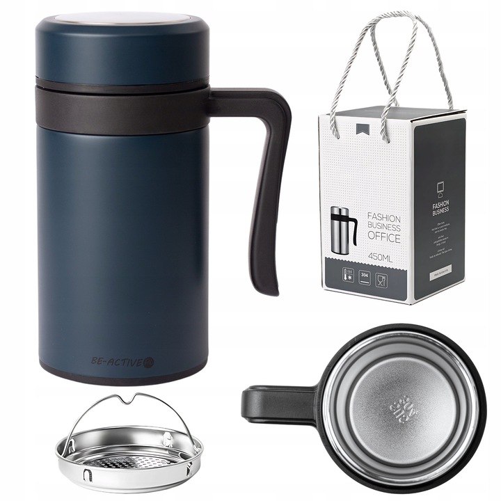 KUBEK TERMICZNY SZCZELNY TERMOS NA KAWĘ HERBATĘ GORĄCE NAPOJE DUŻY 450ML