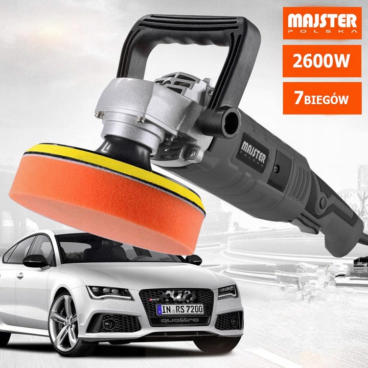 POLERKA SAMOCHODOWA SZLIFIERKA Z REGULACJĄ OBROTÓW + ZESTAW GĄBEK + FILC