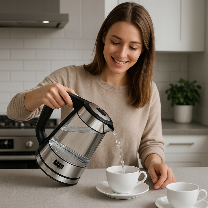 CZAJNIK ELEKTRYCZNY SZKLANY 1,7L 2200W REGULACJA TEMPERATURY LED LCD