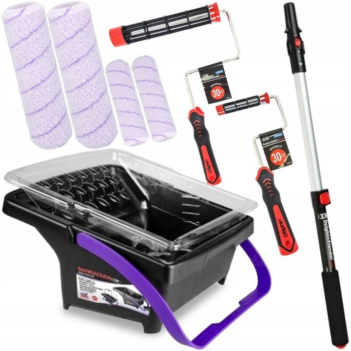 ZESTAW BLUE DOLPHIN 330 4x Wałek Wiadro Barracuda 2x Wkład 2x Uchwyt Kij