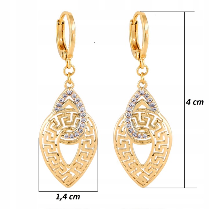 BIŻUTERIA ZE STALI CHIRURGICZNEJ, POZŁACANE KOLCZYKI WISZĄCE Z CYRKONIAMI