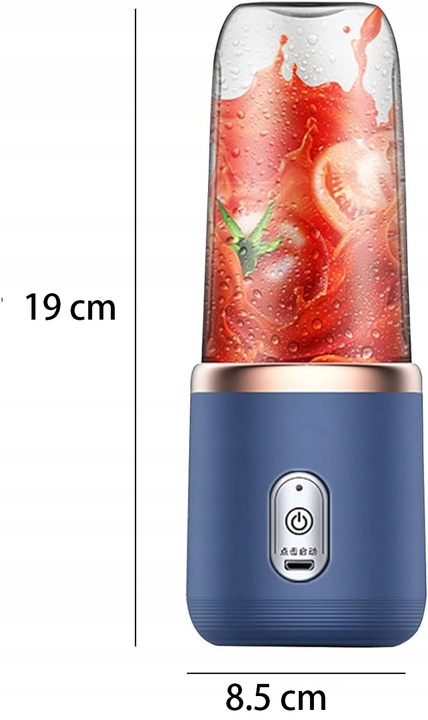 BLENDER KIELICHOWY PRZENOŚNY BEZPRZEWODOWY KEMPING 400ML 2 KUBKI