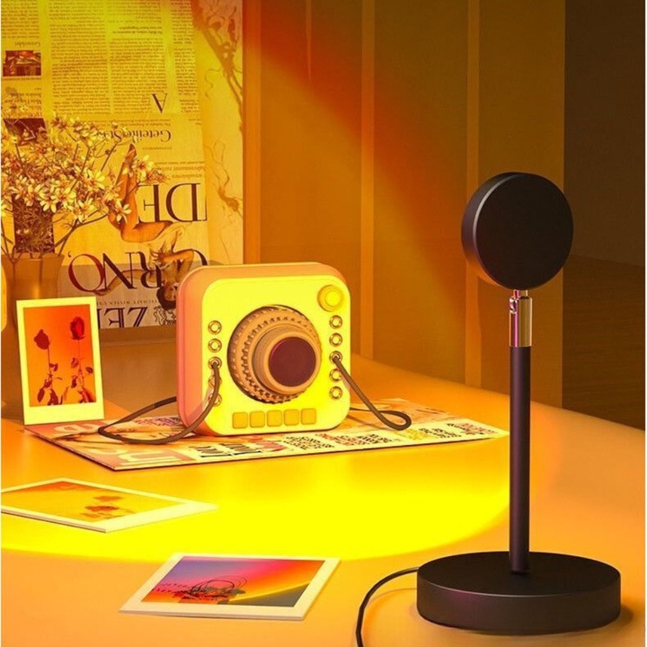 LAMPKA PROJEKTOR LED ZACHÓD SŁOŃCA 16 KOLORÓW LAMPA NOC PREZENT WALENTYNKI