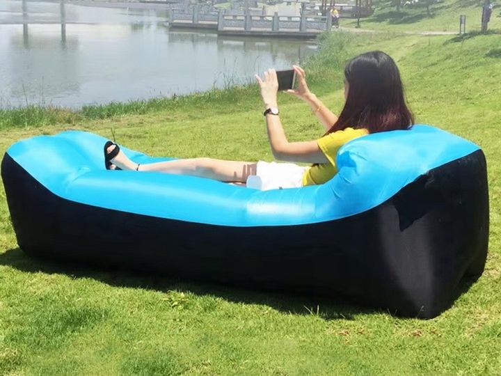 230cm Leżak Na Powietrze Materac Plażowy Air Sofa Łóżko Lazy Bag Błekitny