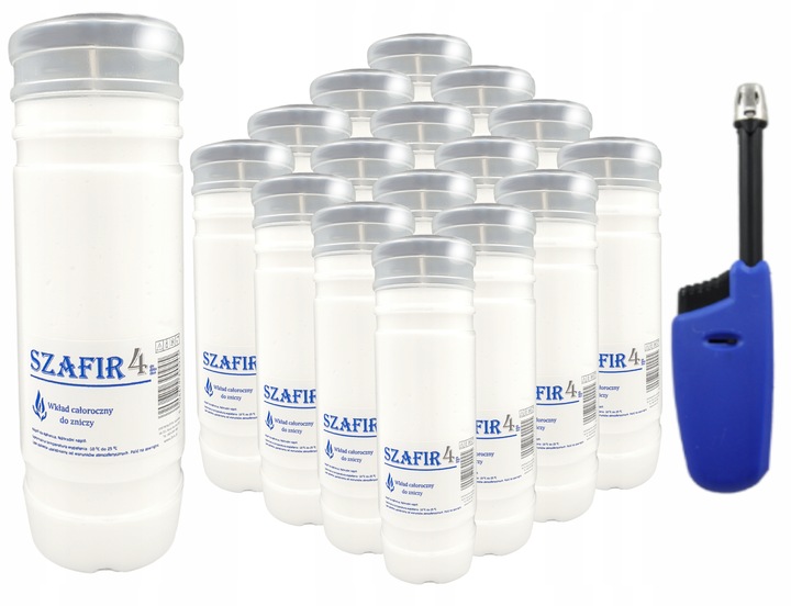 Wkłady do zniczy Parafinowe Całoroczne SZAFIR 4 17CM ! + zapalarka GRATIS