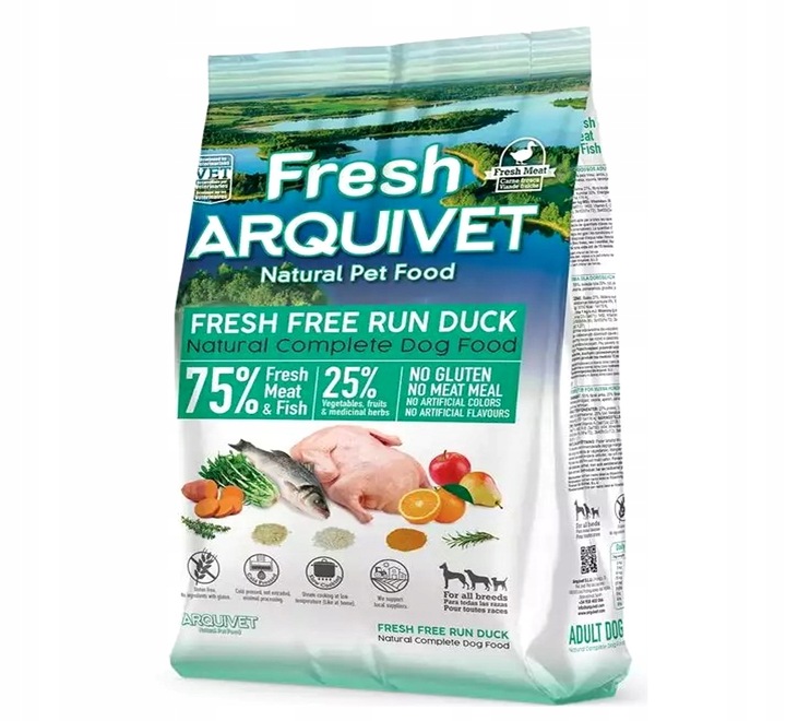 Karma Półmiękka ARQUIVET FRESH 75% Mięsa Kaczka Ryba Bez kurczaka 2,5kg