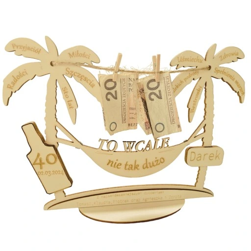PREZENT na urodziny 20 30 40 50 60 70 grawerowany dowolne imię PALMA grawer