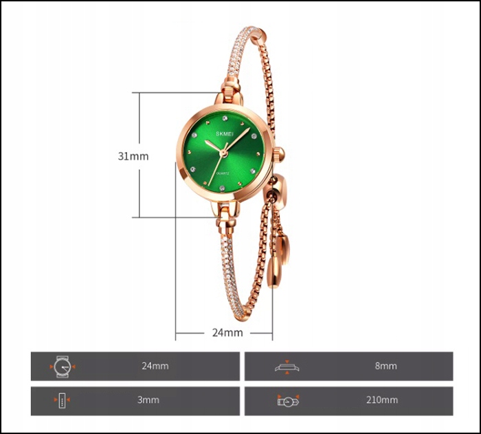 Zegarek damski SKMEI bransoleta elegancki złoty łańcuszek
