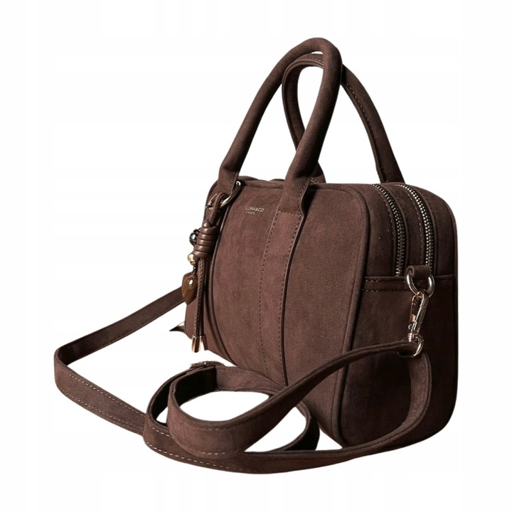 Flora&Co czekoladowa torebka zamszowa listonoszka eco skóra zamsz brąz