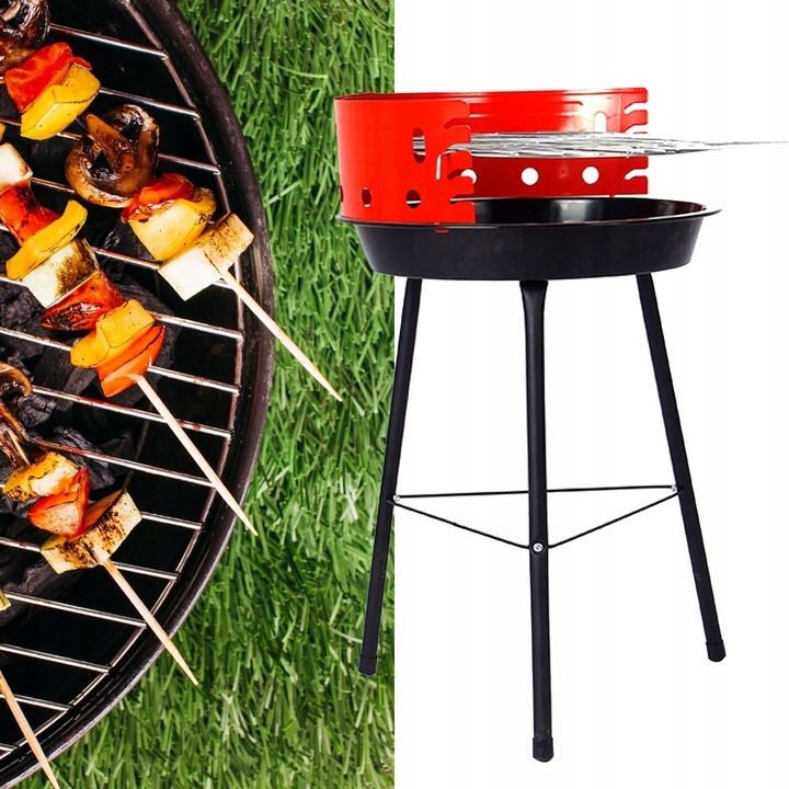 GRILL OGRODOWY TURYSTYCZNY PRZENOŚNY OKRĄGŁY WĘGLOWY KLASYCZNY KEMPINGOWY