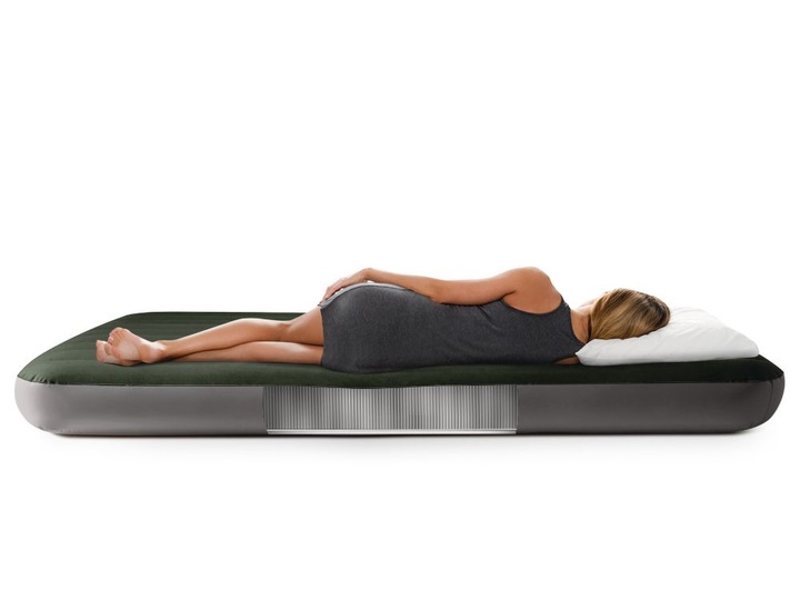 Materac Dmuchany Welurowy Łóżko z Pompką na Baterie Jednoosobowy Intex