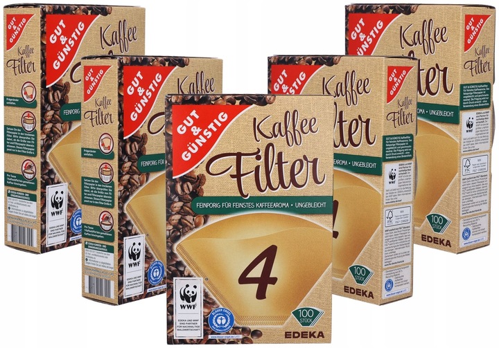 5 x FILTRY do kawy 4 papierowe do ekspresów 100 sztuk