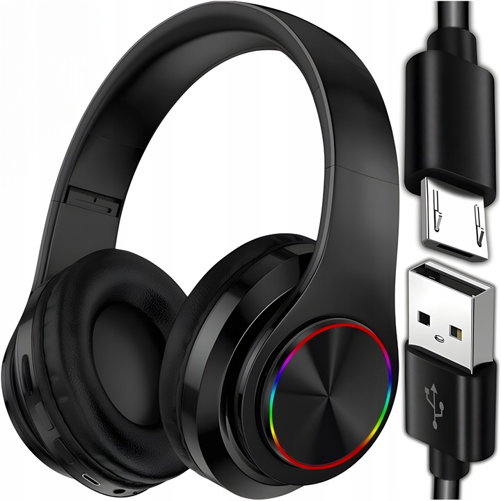 SŁUCHAWKI BEZPRZEWODOWE B39 BLUETOOTH MP3 NAUSZNE MIKROFON RGB DLA DZIECKA