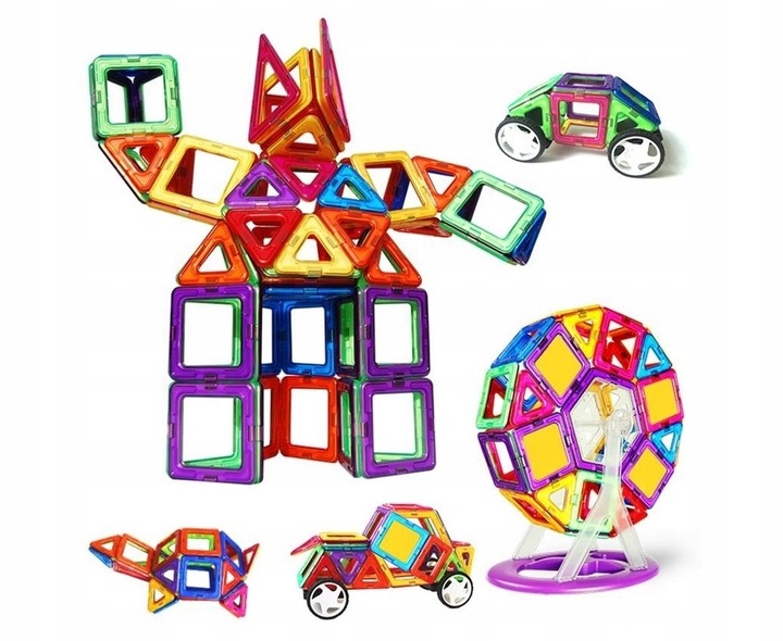 KLOCKI MAGNETYCZNE PANELE NEODYMOWE 76 EL DUŻY ZESTAW EDUKACYJNY DLA DZIECI