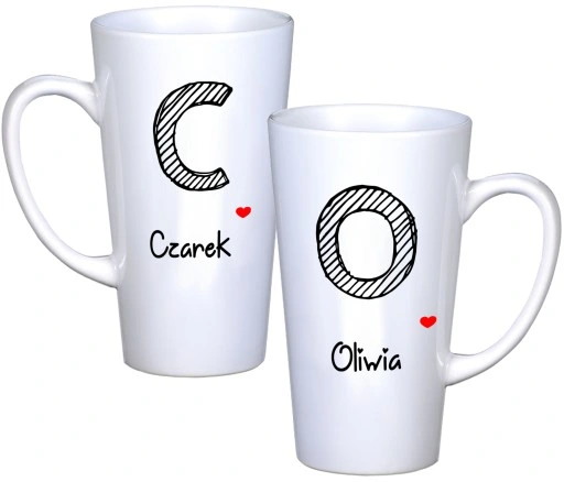 KOMPLET KUBKÓW LATTE DLA PAR PREZENT DUŻE 450ml PREZENT Z NADRUKIEM