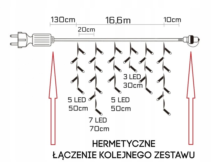 SOPLE 500 LED ZEWNĘTRZNE LAMPKI choinkowe KURTYNA IP44 STAŁE + FLASH