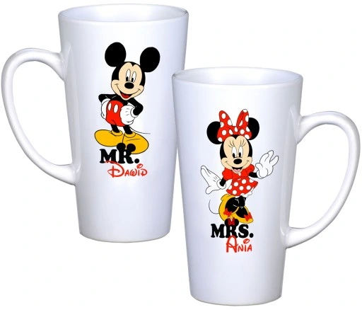 KOMPLET KUBKÓW LATTE DLA PAR PREZENT DUŻE 450ml PREZENT Z NADRUKIEM