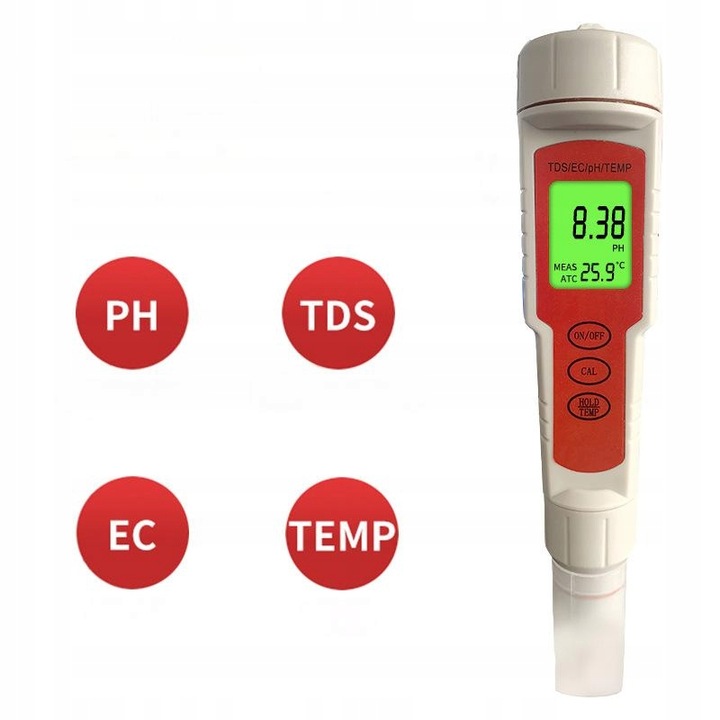 PROFESJONALNY MIERNIK TESTER PH TDS EC TEMP 4 W 1
