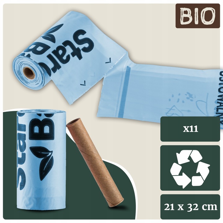 Woreczki na psie odchody kupy KOMPOSTOWALNE 165x