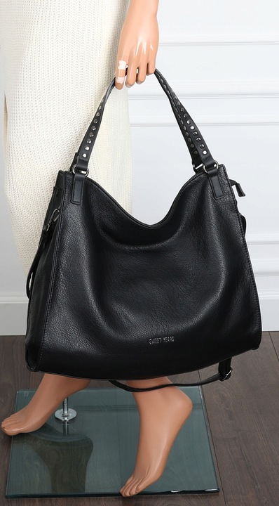 Torebka Damska Shopper worek modna duża lekka torba A4 na Ramię 6867 Czarna