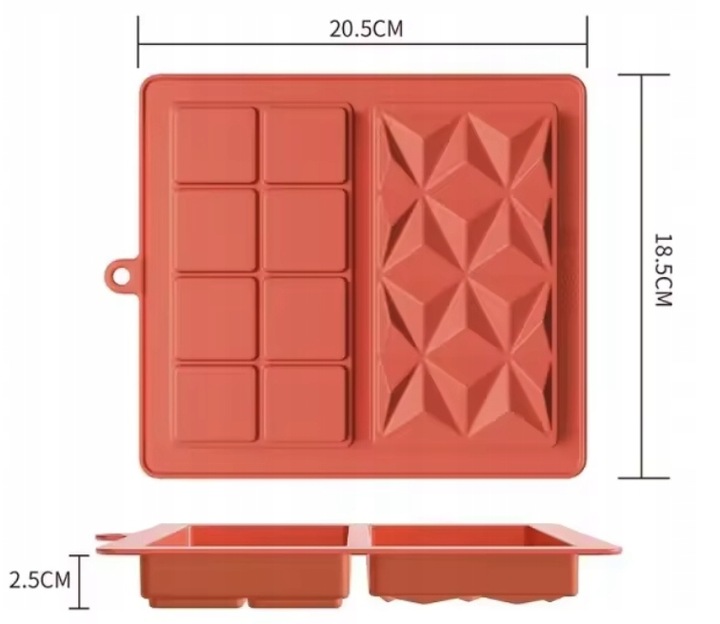 PODWÓJNA GŁĘBOKA FORMA SILIKONOWA DO CZEKOLADY DUBAI CHOCOLATE 20,5X18,5 cm