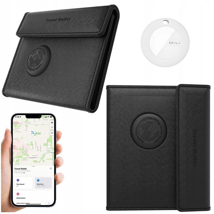 Lokalizator GPS MILI portfel podróżny z lokalizatorem MiTag APPLE IOS