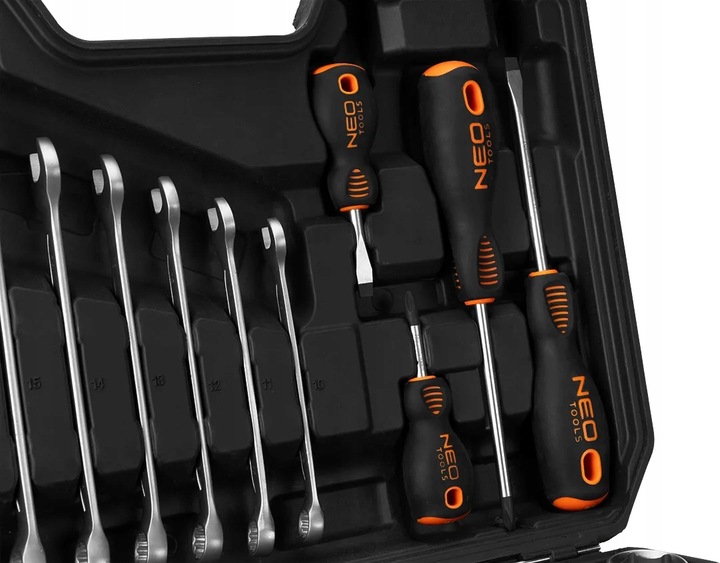 NEO TOOLS Zestaw Kluczy Nasadowych 100 el. 1/2" 1/4" Walizka Stal CrV