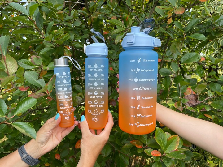 BIDON BUTELKA na WODĘ MOTYWACYJNA Zestaw 3 SZT. SHAKER FITNES 2L 0,7L 0,3L