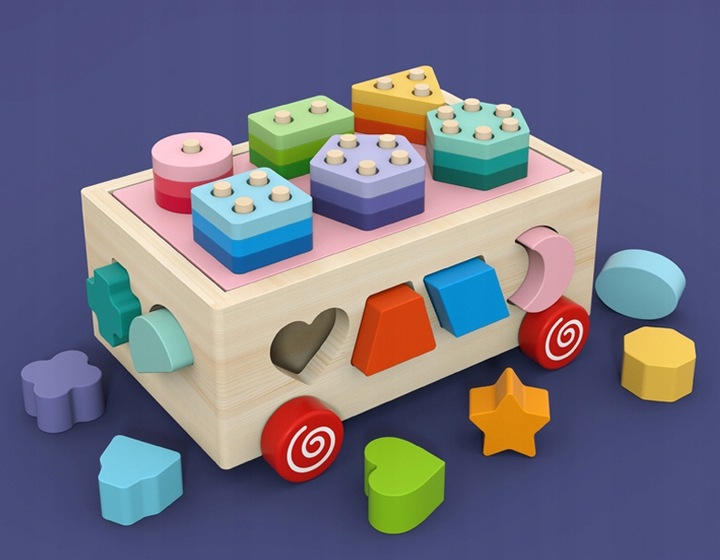 Drewniana kostka EDUKACYJNA SORTER KLOCKI 924