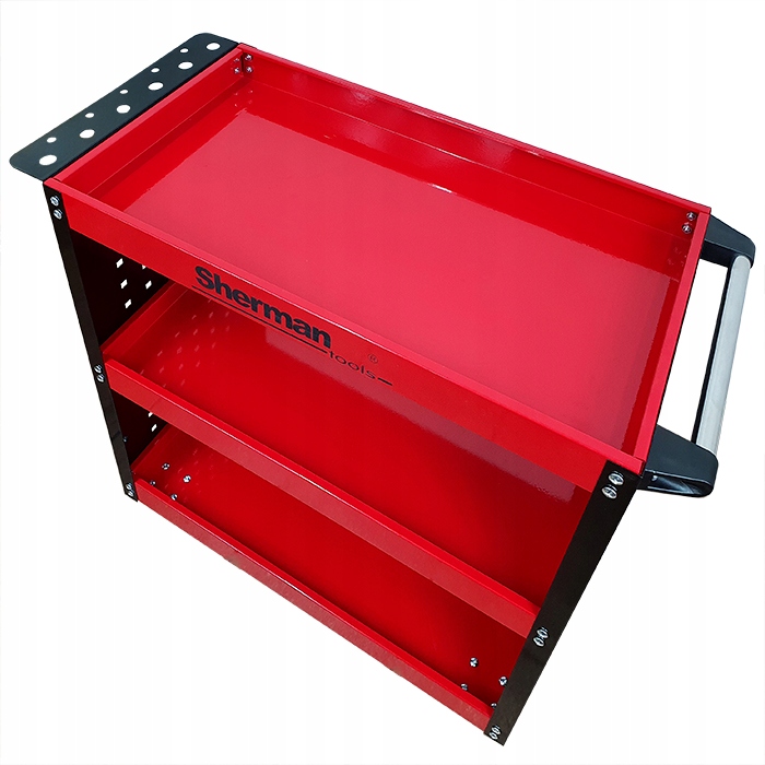 Wózek trzypółkowy warsztatowy narzędziowy 3PA cz ze ściankami Sherman