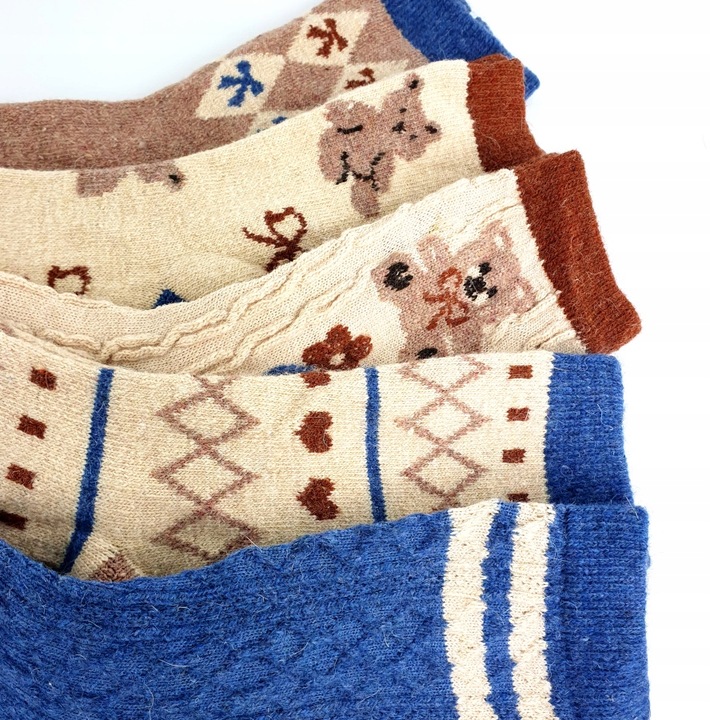 8x CIEPŁE WEŁNIANE SKARPETKI DAMSKIE KOLOROWE NATURALNE DŁUGIE ANGORA ZIMA