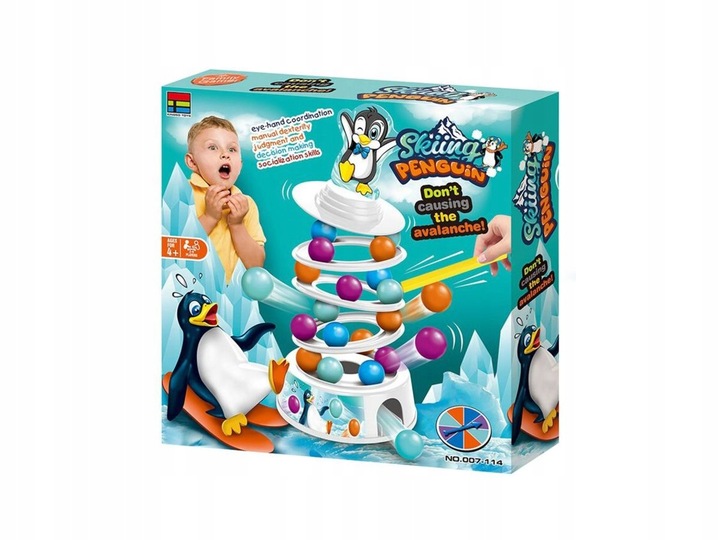 GRA ZRĘCZNOŚCIOWA PINGWIN NA WIEŻY Bierki Piłeczki