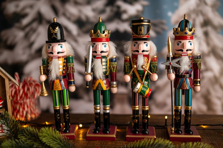 ŚWIĄTECZNE FIGURKI DZIADEK DO ORZECHÓW DUŻY DREWNIANY OZDOBA NA PODSTAWCE