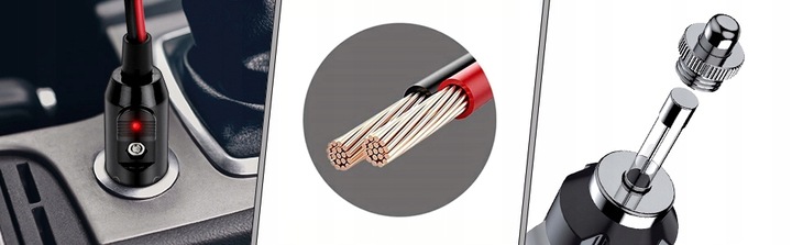 Wtyk gniazda zapalniczki z kablem 180 cm. i konektorami M5 12V 24V