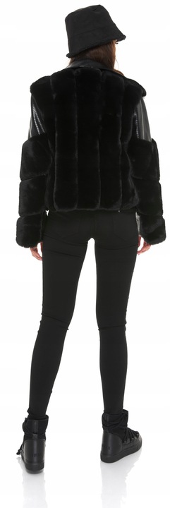 CZAPKA DAMSKA KAPELUSZ na zimę ciepła z futerkiem futro eko zamsz czarna