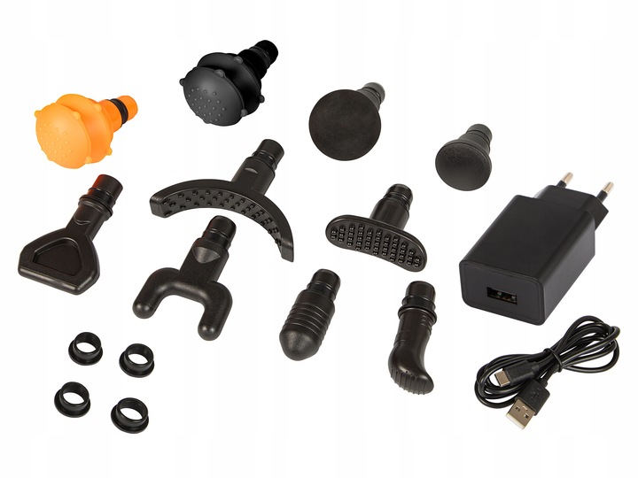 PISTOLET DO MASAŻU PLECÓW CIAŁA MASAŻER MASSAGE GUN 200W ZESTAW 10 KOŃCÓWEK