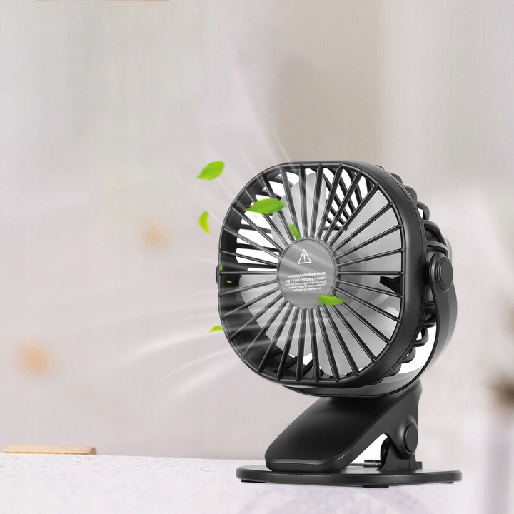 MINI WENTYLATOR NA KLIPS STOŁOWY CICHY USB REGULACJA 360° Z AKUMULATOREM
