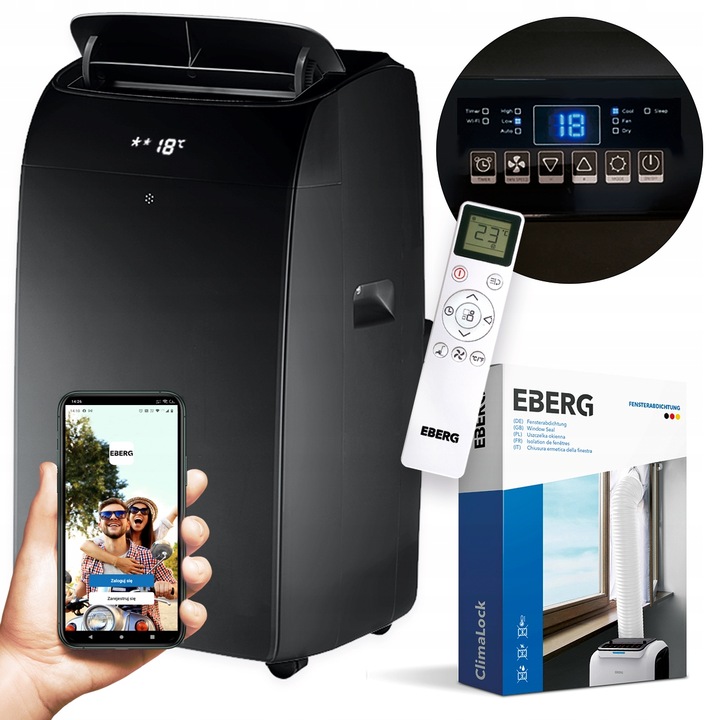 Klimatyzator przenośny ELIO 3,5kW osuszacz 40l WiFi + uszczelka ClimaLock