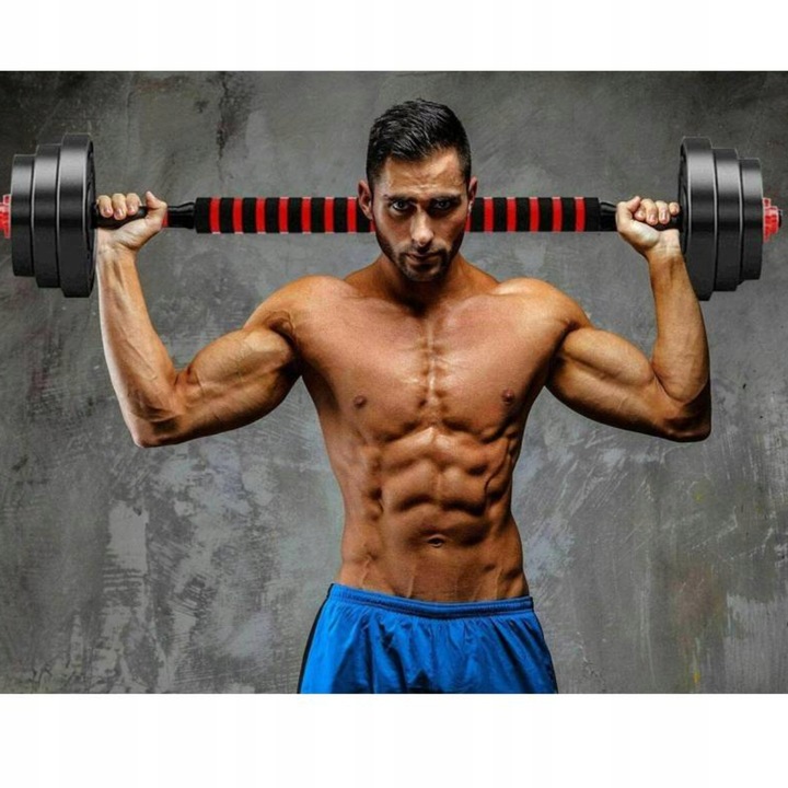 HANTLE ZESTAW HANTLI REGULOWANYCH DO ĆWICZEŃ 10 kg 2 X 5 kg + SZTANGA