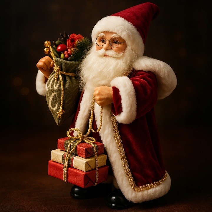 ŚPIEWAJĄCY I TAŃCZĄCY MIKOŁAJ Z PREZENTAMI DUŻY 40 CM NA BOŻE NARODZENIE
