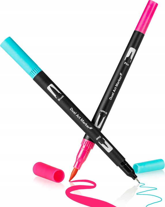 MARKERY AKWARELOWE 24 SZT MAZAKI PISAKI FLAMASTRY DWUSTRONNE WODNE ZESTAW