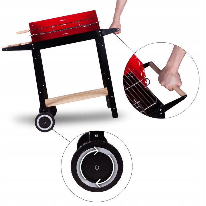 GRILL OGRODOWY WĘGLOWY PRZENOŚNY RUSZT KÓŁKA
