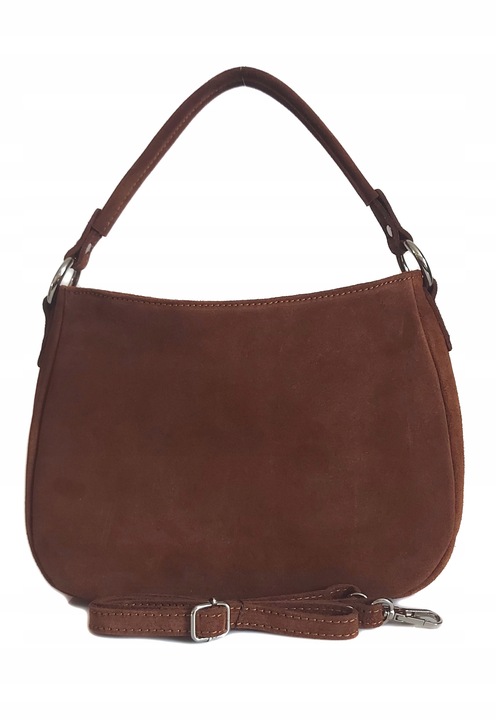 Włoska skórzana listonoszka Vera Pelle zamsz A5 Camel