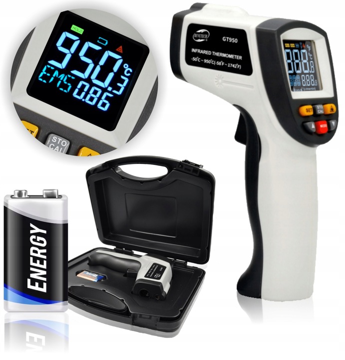 PIROMETR TERMOMETR LASEROWY BEZDOTYKOWY MIERNIK TEMPERATURY -50 +950 st.C