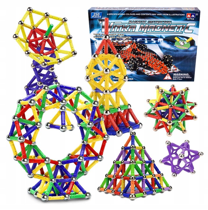 KLOCKI MAGNETYCZNE KONSTRUKCYJNE EDUKACYJNE KULKI ZESTAW 250 SZT DLA DZIECI