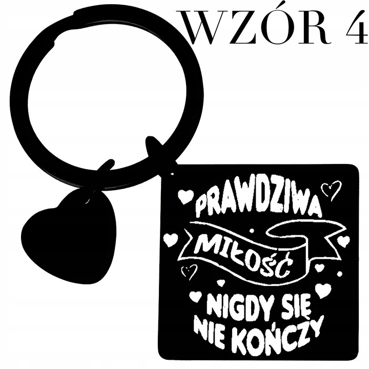 Brelok do kluczy z grawerem PREZENT na WALENTYNKI stal 316L czarny BLINGART