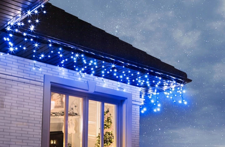 Sople 440 LED Girlanda Niebieska Flash Zewnętrzna IP44 31,7m gruby przewód